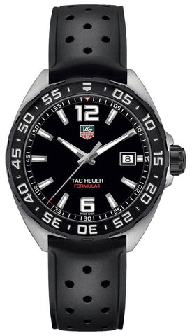 TAG Heuer Formula 1 Stainless Steel Black Rubber Strap Black Dial Date Divers Quartz Mens Watch WAZ1110.FT8023 - WAB - Shipping Dept.