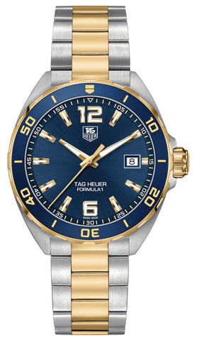 TAG Heuer Formula 1 Stainless Steel & Yellow Gold Plated Blue Dial Date Divers Quartz Mens Watch WAZ1120.BB0879 - WAB - Shipping Dept.