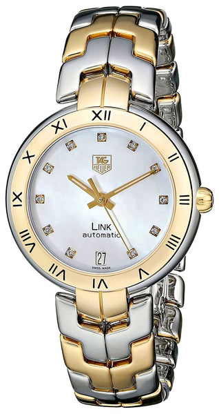 TAG Heuer Link Automatic Yellow Gold and Steel Mother - of - Pearl Dial Diamonds Date Womens Watch WAT2351.BB0957 - WAB - Shipping Dept.