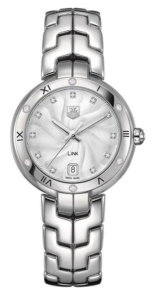 TAG Heuer Link Stainless Steel Silver - Tone Dial Diamonds Date Quartz Womens Watch WAT1312.BA0956 - WAB - Shipping Dept.