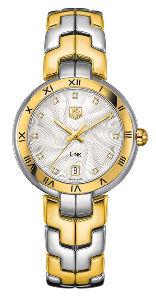 TAG Heuer Link Yellow Gold and Steel Silver - Tone Dial Diamonds Date Quartz Womens Watch WAT1352.BB0962 - WAB - Shipping Dept.