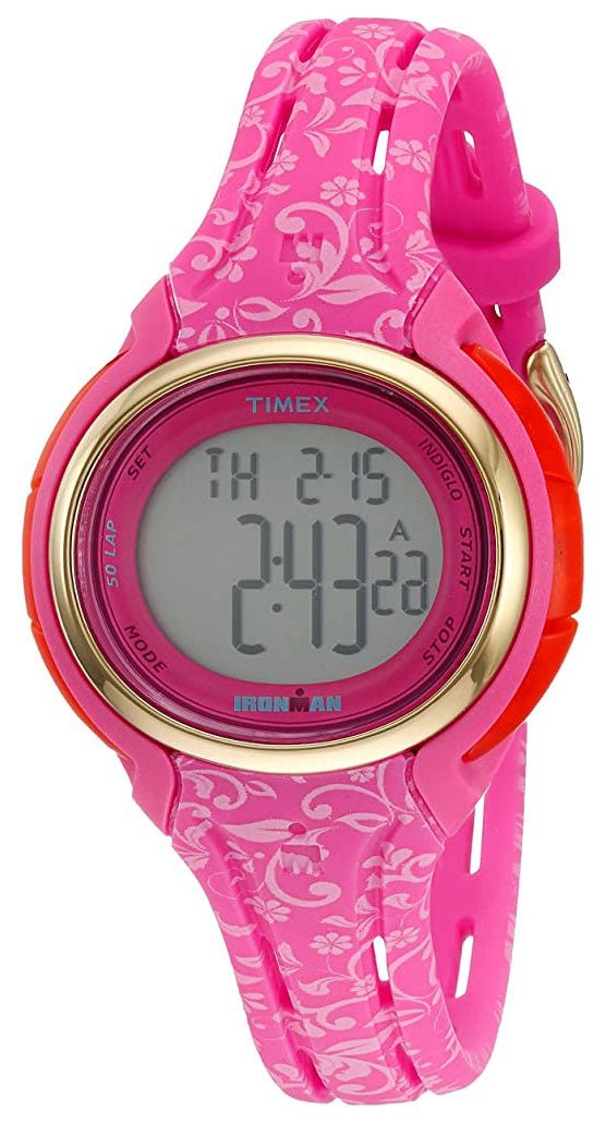 Timex Ironman Sleek 50 Pink Resin Gray Dial Silicone Strap Digital Quartz Womens Watch TW5M03000 - WAB - Shipping Dept.