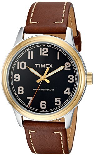 Timex Men's TW2R22900 New England Brown/Gold Leather Strap Watch - WAB - Shipping Dept.