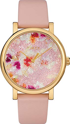 Timex Women's TW2R66300 Crystal Bloom Pink/Gold Floral Leather Strap Watch - WAB - Shipping Dept.