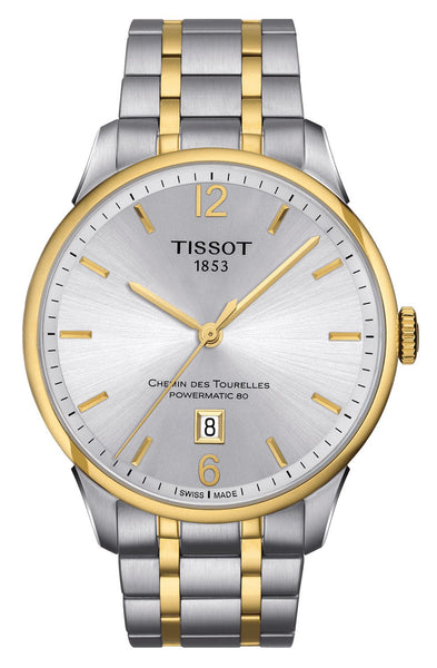 Tissot Chemin des Tourelles Two Tone Stainless Steel Automatic Silver Dial Date Mens Watch T0994072203700 - WAB - Shipping Dept.