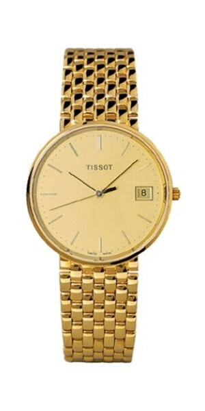 Tissot Goldrun 14K Yellow Gold Date Gold - Tone Dial Quartz Mens Watch T73240321 - WAB - Shipping Dept.