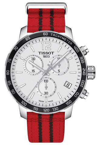 Tissot Quickster Special Edition NBA Chicago Bulls Chronograph Stainless Steel Silver Dial Red Textile Strap Date Quartz Mens Watch T095.417.17.037.04 - WAB - Shipping Dept.