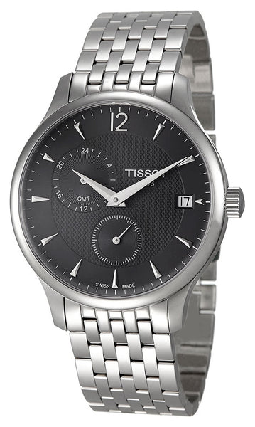 Tissot T - Classic Tradition Stainless Steel GMT Anthracite Dial Date Quartz Mens Watch T0636391106700 - WAB - Shipping Dept.