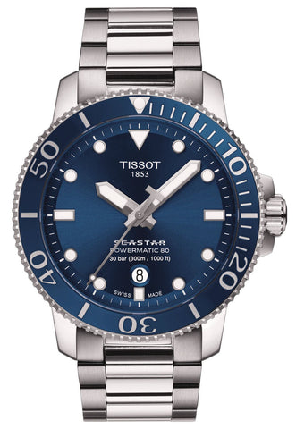 Tissot T - Sport Seastar 1000 Automatic Powermatic 80 Stainless Steel Blue Dial Date Divers Mens Watch T120.407.11.041.03 - WAB - Shipping Dept.