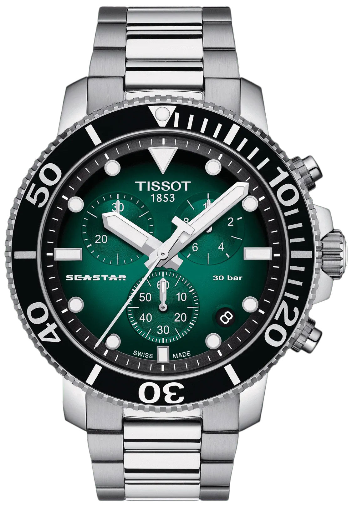 Tissot T - Sport Seastar 1000 Quartz Chronograph Green Dial Stainless Steel Mens Watch T120.417.11.091.01 - WAB - Shipping Dept.