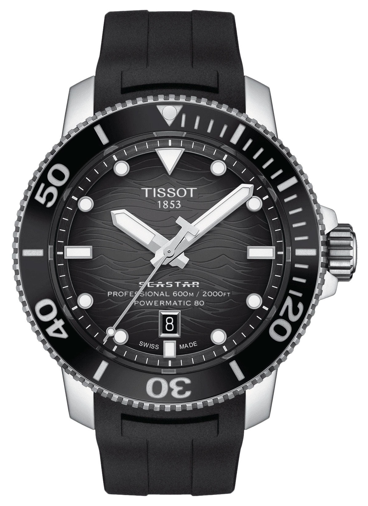 Tissot T - Sport Seastar 2000 Professional Powermatic 80 Automatic Gray Dial Black Rubber Strap Date Divers Mens Watch T120.607.17.441.00 - WAB - Shipping Dept.