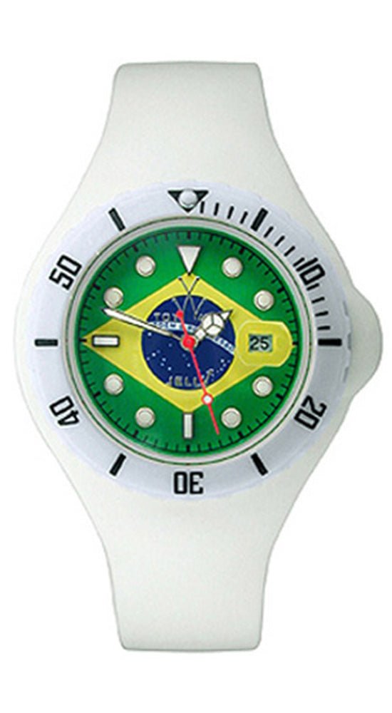 ToyWatch Jelly Flag Brazil Only Time Unisex Plasteramic & White Rubber Watch JYF05BR - Watches & Beyond