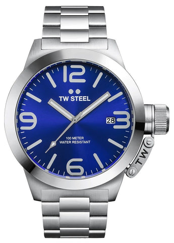 TW Steel Canteen Stainless Steel Blue Dial Date Quartz Mens Watch CB11 - WAB - Shipping Dept.