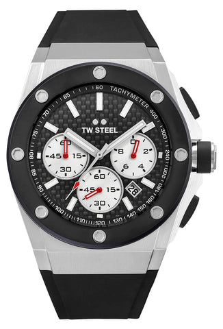 TW Steel CEO Tech Chronograph Stainless Steel Black Dial Black Silicon Strap Date Quartz Mens Watch CE4020 - WAB - Shipping Dept.