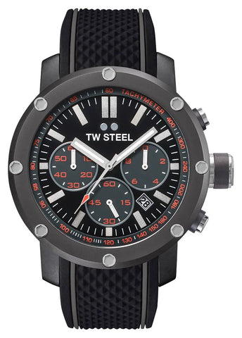 TW Steel Grandeur Tech Chronograph Gray PVD Black Dial Black Silicon Strap Date Quartz Mens Watch TS4 - WAB - Shipping Dept.