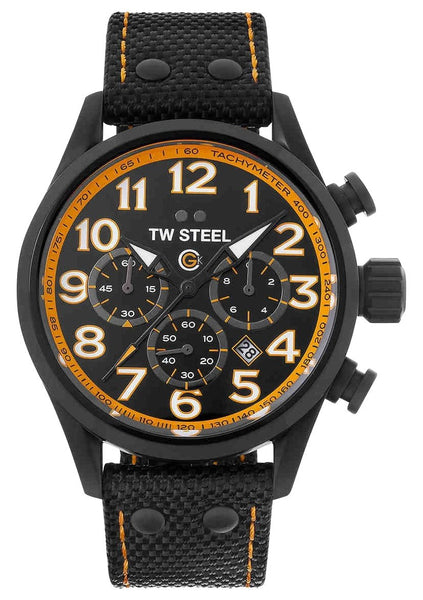 TW Steel Volante GCK Rallycross Special Edition Chronograph Black PVD Black Dial Black Textile Strap Date Quartz Mens Watch TW981 - WAB - Shipping Dept.