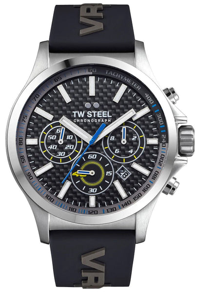 TW Steel VR46 Pilot Special Edition Chronograph Stainless Steel Black Dial Black Silicon Strap Date Quartz Mens Watch TW939 - WAB - Shipping Dept.