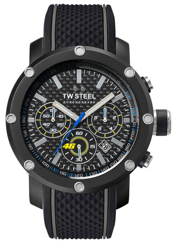 TW Steel VR46 Tech Special Edition Chronograph Black PVD Black Dial Black Silicon Strap Date Quartz Mens Watch TW937 - WAB - Shipping Dept.