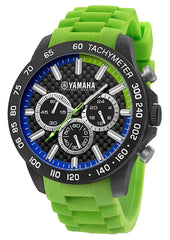 TW Steel Yamaha Factory Racing Quartz Chronograph Black Carbon Case Green  Silicon Mens Watch Y118