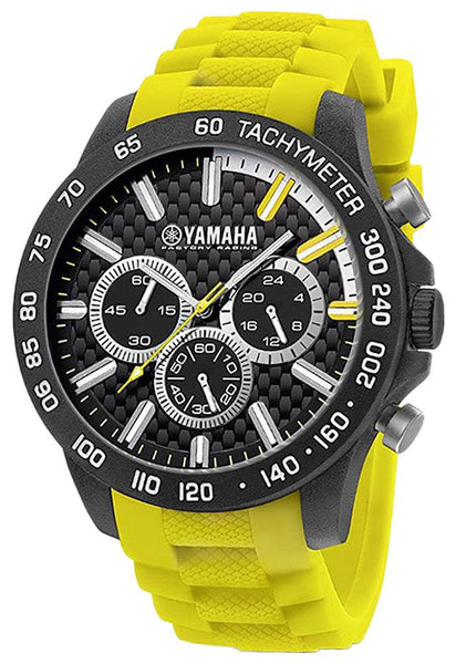 TW Steel Yamaha Factory Racing Quartz Chronograph Black Carbon Case Yellow Silicon Mens Watch Y120 - WAB - Shipping Dept.