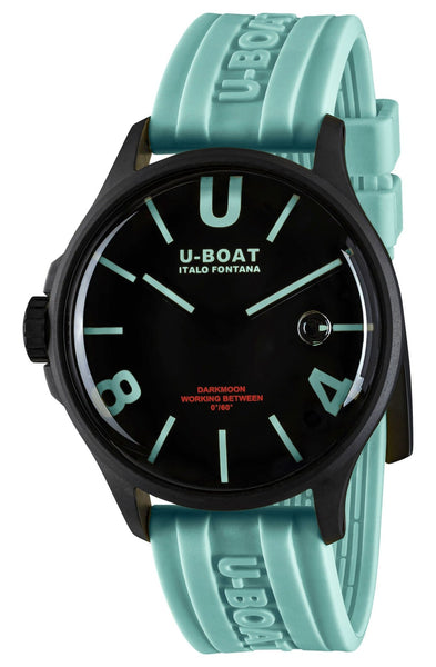 U - Boat Darkmoon Black PVD Black Dial Blue Silicon Strap Quartz Mens Watch 9526 - Watches & Beyond