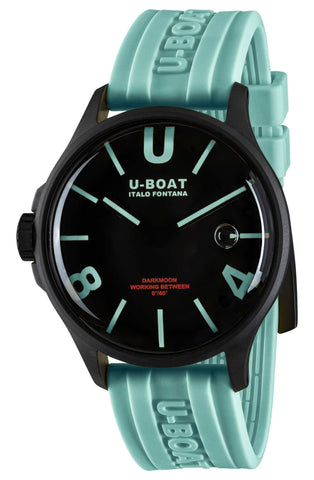 U - Boat Darkmoon Black PVD Black Dial Blue Silicon Strap Quartz Mens Watch 9526 - Watches & Beyond