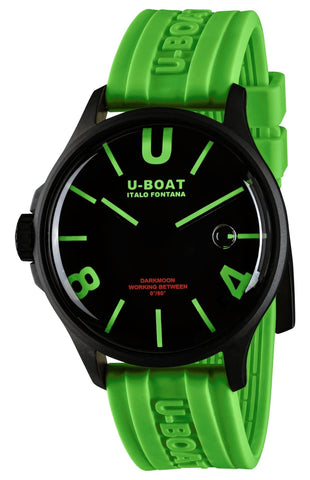 U - Boat Darkmoon Black PVD Black Dial Green Silicon Strap Quartz Mens Watch 9534 - WAB - Shipping Dept.