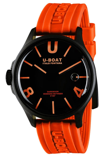 U - Boat Darkmoon Black PVD Black Dial Orange Silicon Strap Quartz Mens Watch 9538 - WAB - Shipping Dept.