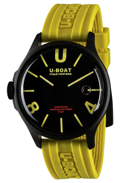 U - Boat Darkmoon Black PVD Black Dial Yellow Silicon Strap Quartz Mens Watch 9522 - WAB - Shipping Dept.