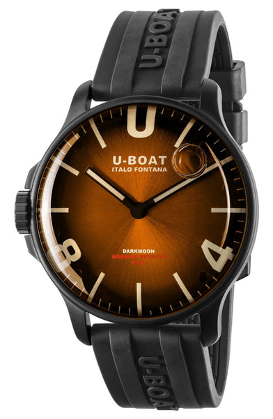 U - Boat Darkmoon Black PVD Brown Dial Black Rubber Strap Quartz Mens Watch 8699 - WAB - Shipping Dept.