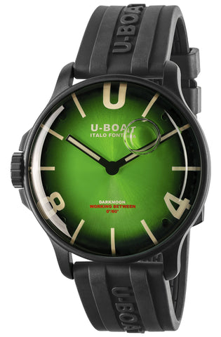 U - Boat Darkmoon Black PVD Green Dial Black Rubber Strap Quartz Mens Watch 8698 - WAB - Shipping Dept.