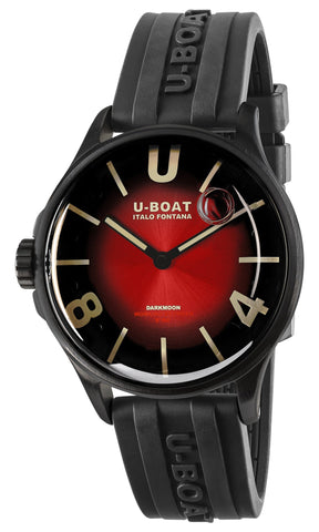 U - Boat Darkmoon Black PVD Red Dial Black Rubber Strap Quartz Mens Watch 9501 - WAB - Shipping Dept.