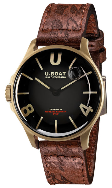 U - Boat Darkmoon Bronze PVD Black Dial Brown Leather Strap Quartz Mens Watch 9304 - WAB - Shipping Dept.