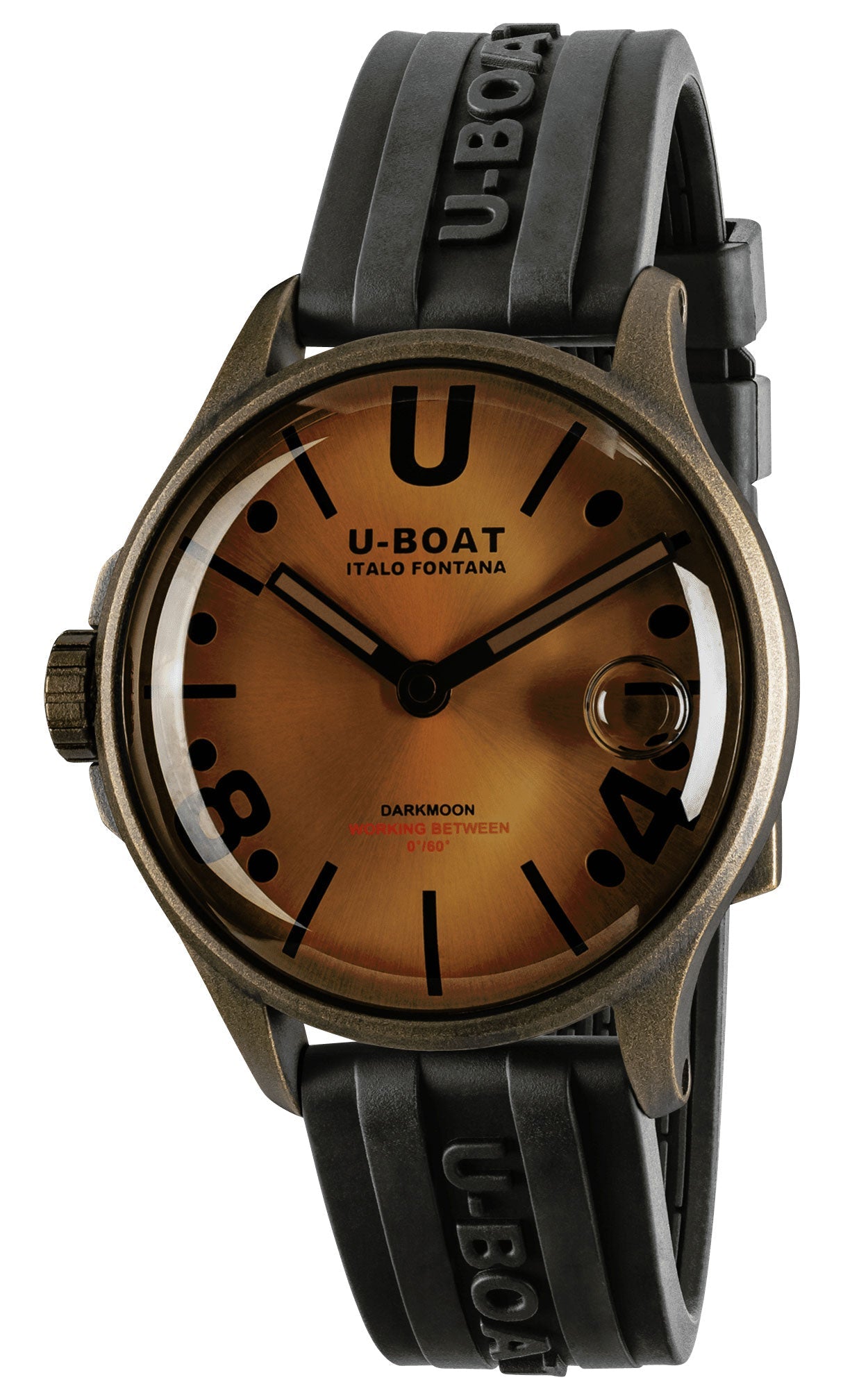 U - Boat Darkmoon Bronze PVD Bronze Dial Black Rubber Strap Quartz Mens Watch 9547 - WAB - Shipping Dept.