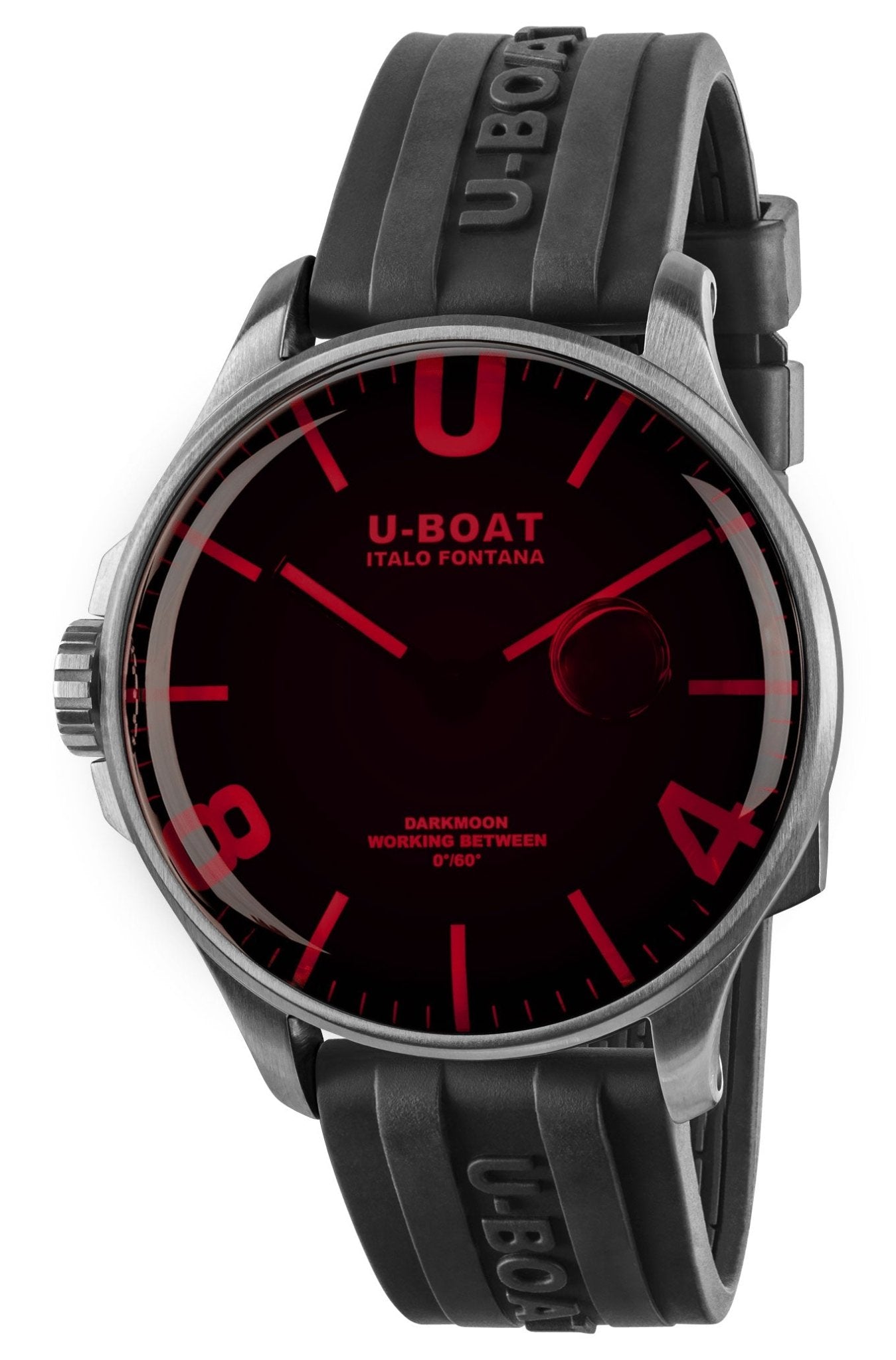 U - Boat Darkmoon Stainless Steel Black Dial Black Rubber Strap Quartz Mens Watch 8465 - WAB - Shipping Dept.