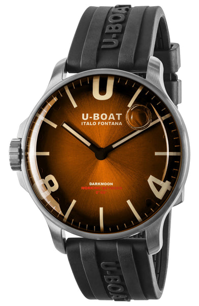 U - Boat Darkmoon Stainless Steel Brown Dial Black Rubber Strap Quartz Mens Watch 8703 - WAB - Shipping Dept.