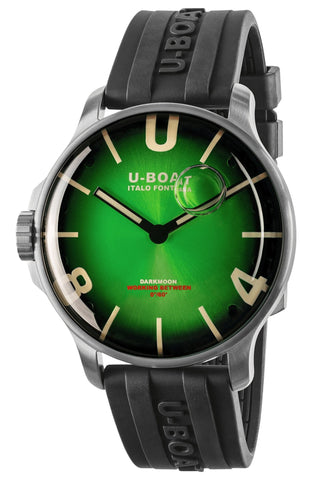 U - Boat Darkmoon Stainless Steel Green Dial Black Rubber Strap Quartz Mens Watch 8702 - WAB - Shipping Dept.