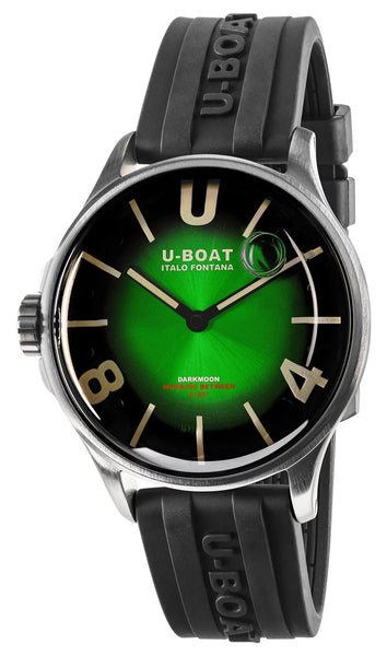 U - Boat Darkmoon Stainless Steel Green Dial Black Rubber Strap Quartz Mens Watch 9502 - Watches & Beyond