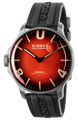 U - Boat Darkmoon Stainless Steel Red Dial Black Rubber Strap Quartz Mens Watch 8701 - WAB - Shipping Dept.