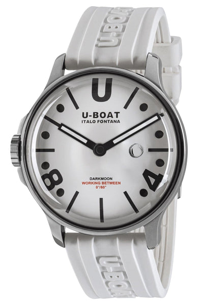 U - Boat Darkmoon Stainless Steel White Dial White Silicon Strap Quartz Mens Watch 9542 - WAB - Shipping Dept.