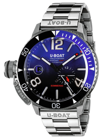 U - Boat Sommerso Automatic Stainless Steel Blue and Black Dial Date Divers Mens Watch 9519/MT - WAB - Shipping Dept.