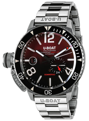 U - Boat Sommerso Ceramic Bordeaux Automatic Stainless Steel Burgundy and Black Dial Date Divers Mens Watch 9521/MT - WAB - Shipping Dept.