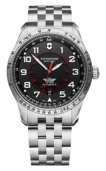 Victorinox Swiss Army Airboss Mechanical Automatic Stainless Steel Black Dial Date Mens Watch 241888 - WAB - Shipping Dept.