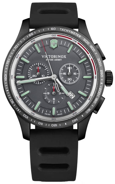 Victorinox Swiss Army Alliance Sport Chronograph Black Stainless Steel Black Rubber Strap Grey Dial Date Mens Watch 241818 - WAB - Shipping Dept.