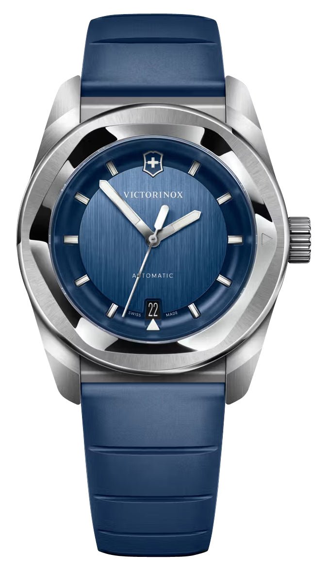 Victorinox Swiss Army Concept One Automatic Stainless Steel Blue Dial Blue Rubber Strap Date Mens Watch 242056 - Watches & Beyond
