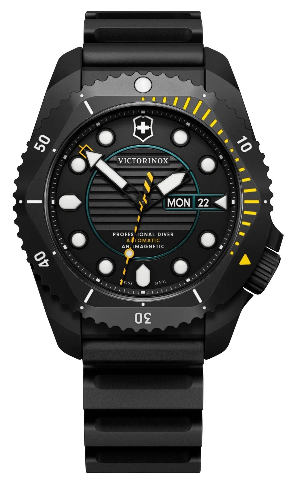 Victorinox Swiss Army Dive Pro Automatic Black PVD Titanium Black Dial Black Rubber Strap Day/Date Divers Mens Watch 241997 - Watches & Beyond