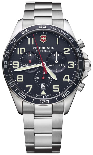 Victorinox Swiss Army FieldForce Chronograph Stainless Steel Mens Watch Blue Dial Calendar 241857 - WAB - Shipping Dept.