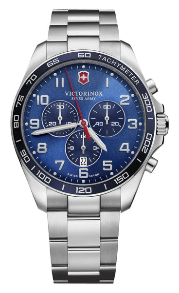 Victorinox Swiss Army FieldForce Classic Chronograph Stainless Steel Blue Dial Date Quartz Mens Watch 241901 - WAB - Shipping Dept.