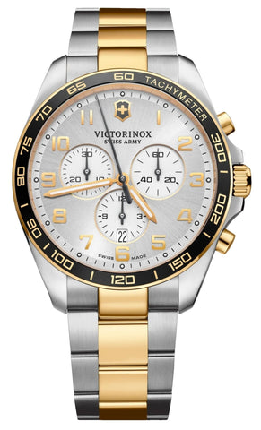 Victorinox Swiss Army FieldForce Classic Chronograph Two - Tone Stainless Steel Gray Dial Date Quartz Mens Watch 241903 - Watches & Beyond