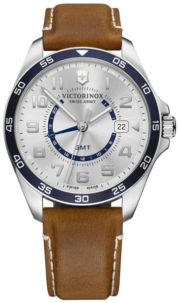 Victorinox Swiss Army FieldForce Classic GMT Caramel Leather Silver Dial Date Mens Watch 241931 - WAB - Shipping Dept.